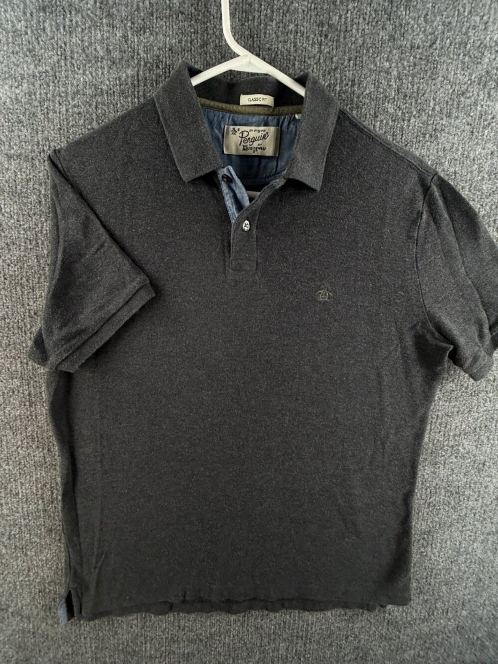 Penguin Munsingwear Polo Shirt Men Gray Short Sleeve Classic Fit Small Collared